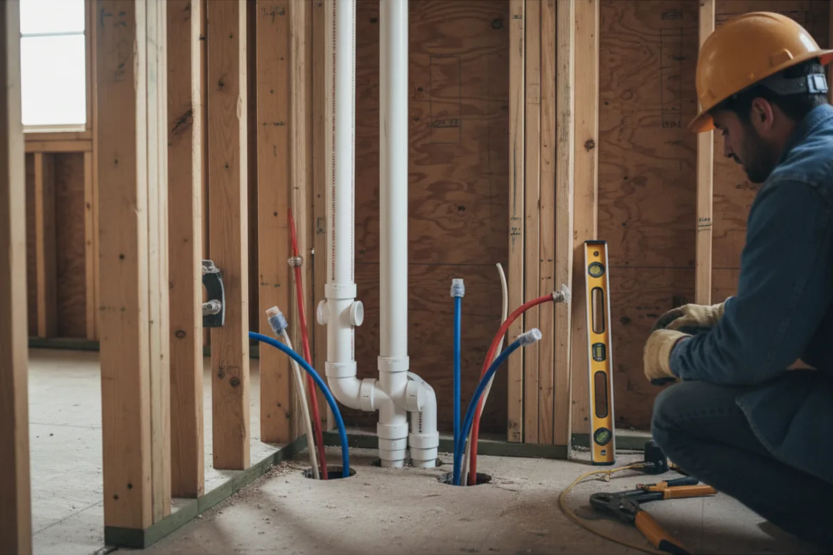 Drain and supply rough-in during Leak Detection in Blacksburg